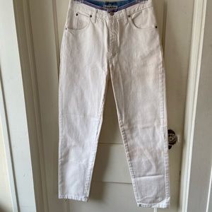 Gap/Banana Republic Cream Jeans with Colorful Waistband, Marked Irregular